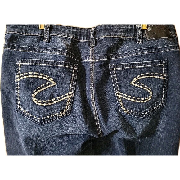 Silver Jeans Co. Aiko Slim Bootcut Mid-Rise Jeans SZ 20 / L 31 Thick Stitch Dark - Picture 5 of 11